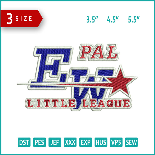 Pal EW Little League Embroidery Files - 3 Size's