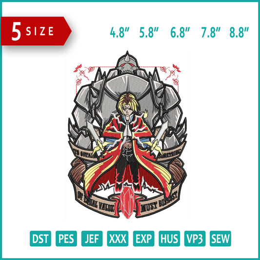 Сool Fullmetal Alchemist Embroidery Design Files - 5 Size's
