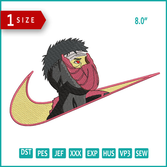 Uchiha Obito Swoosh v6 Embroidery Design Files - 1 Sizes