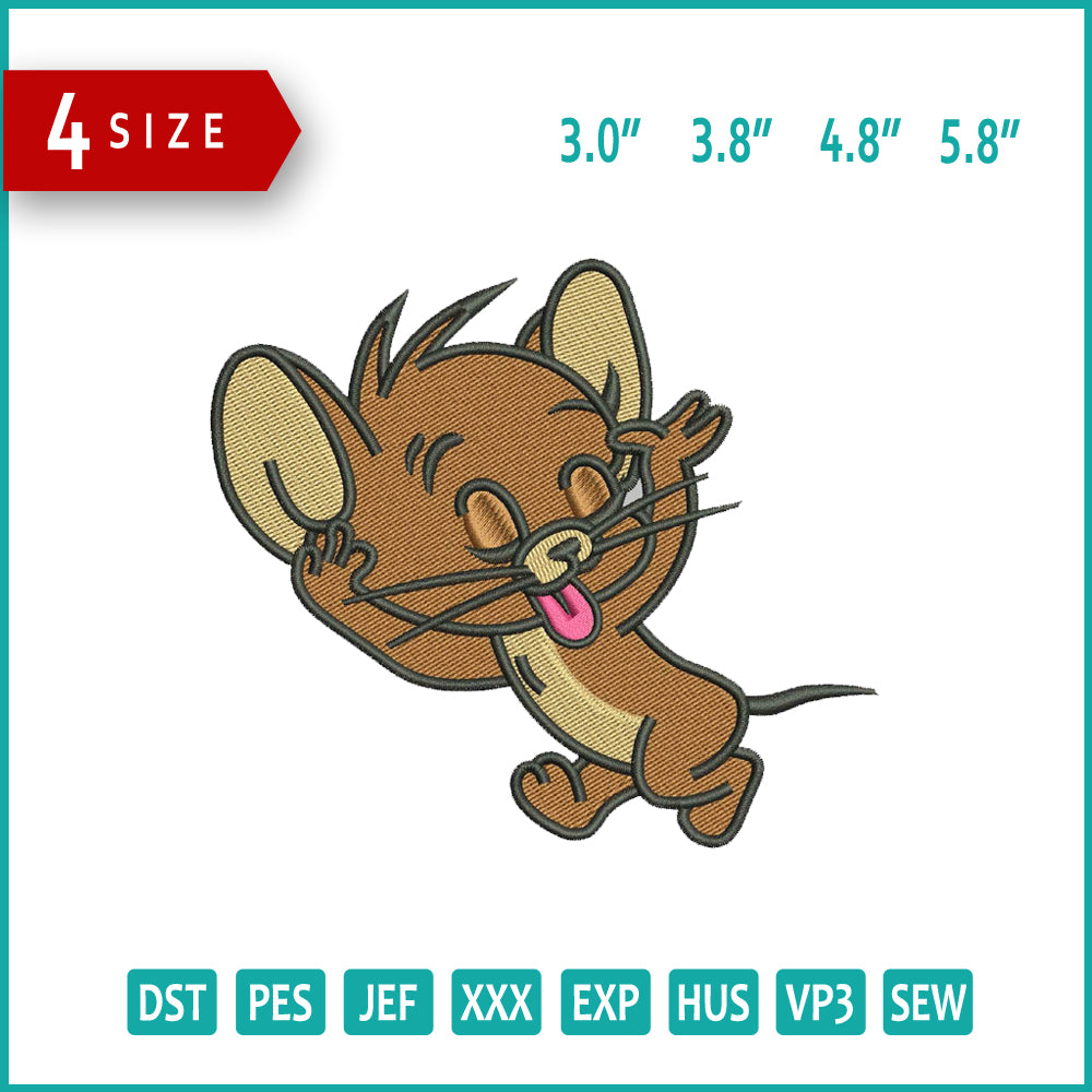 Jerry v3 Embroidery Design Files - 4 Size's