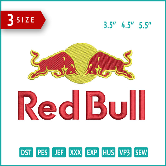 Red Bull Embroidery Design Files - 3 Size's