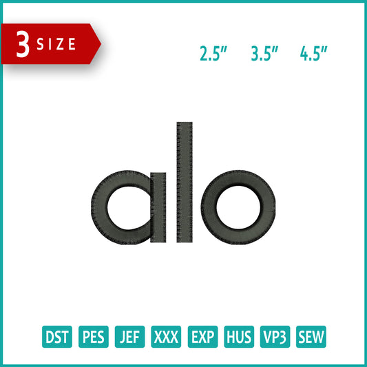 Alo Logo Embroidery Design Files - 3 Size's