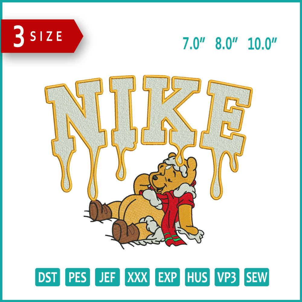 Nike Pooh v6 Embroidery Design Files - 3 Size's