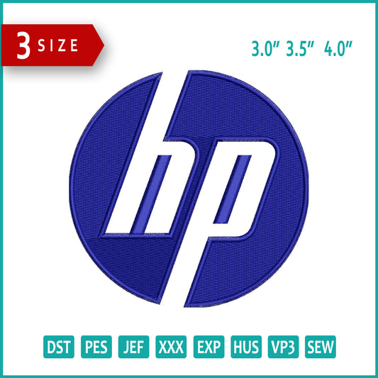 HP Logo Embroidery Design Files - 3 Size's