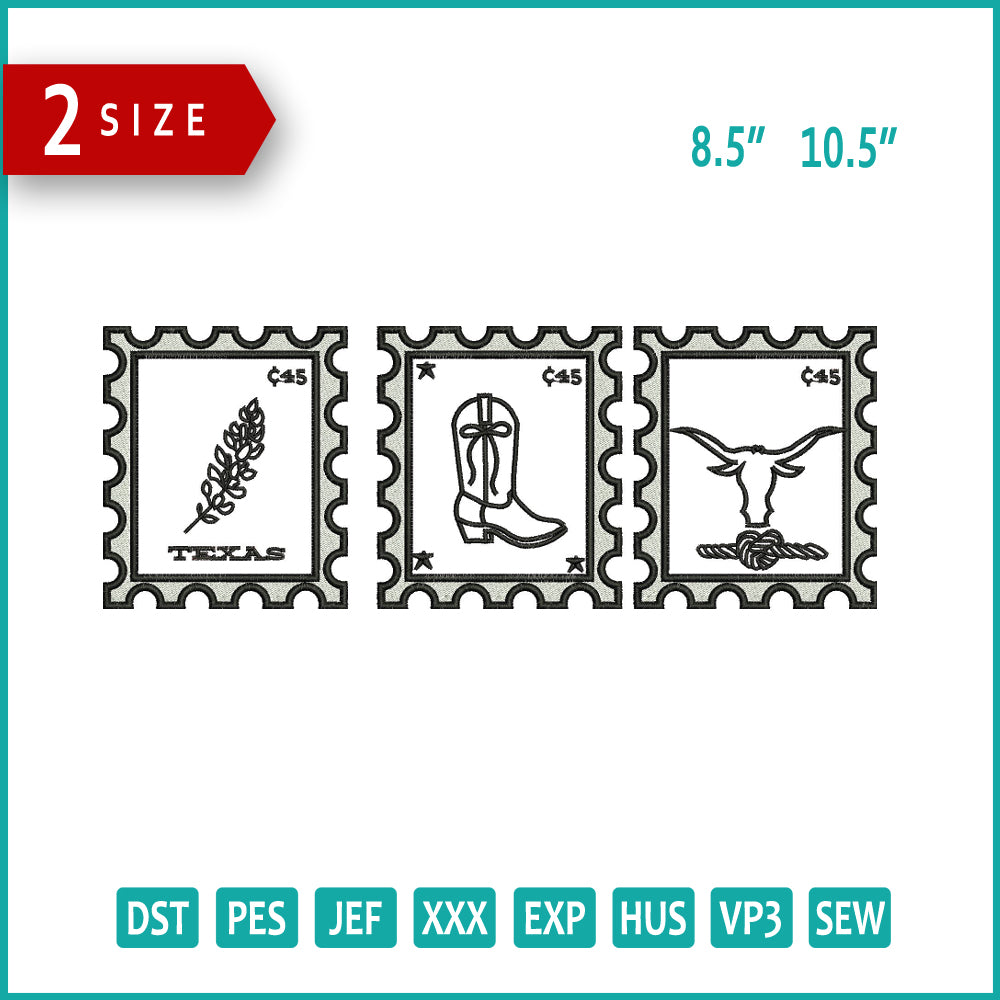 Cowboy Stamps Embroidery Design Files - 2 Size's