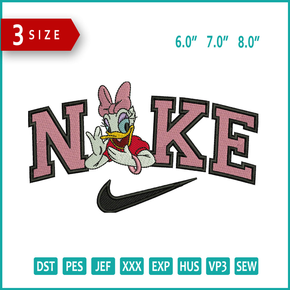 NIke Daisy Duck v7 Embroidery Design Files - 3 Sizes
