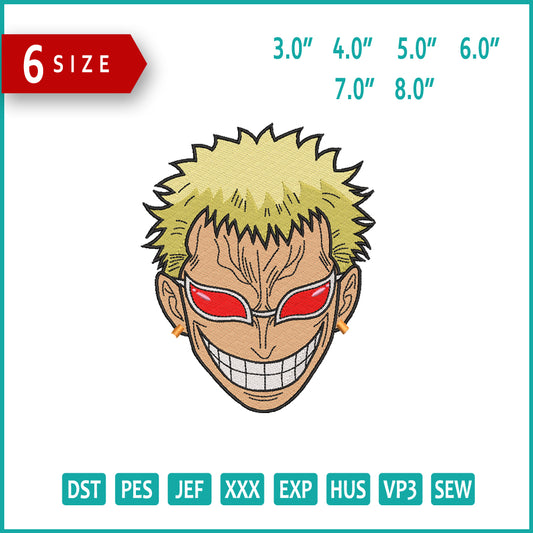 Donquixote Doflamingo v5 Embroidery Design Files - 6 Size's