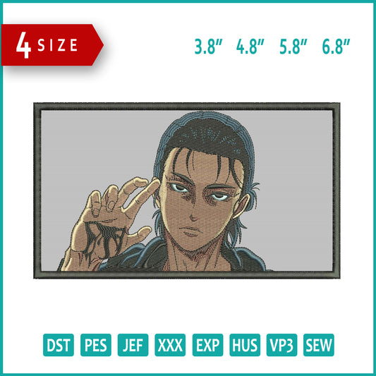 Eren Yeager v5 Embroidery Design Files - 4 Size's