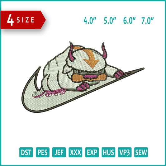 Avatar Appa Swoosh v2 Embroidery Design Files - 4 Size's