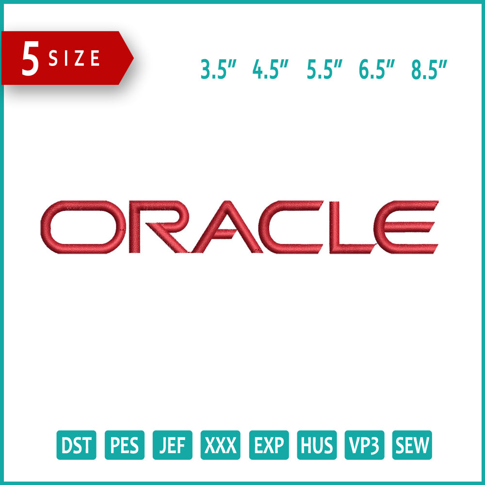Oracle Logo Embroidery Design Files - 5 Size's