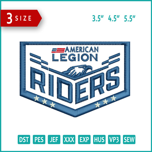 American Legion Riders Embroidery Design Files - 3 Size's