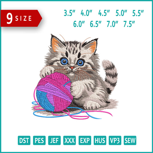 Knotty Kitten Embroidery Design Files - 9 Size's