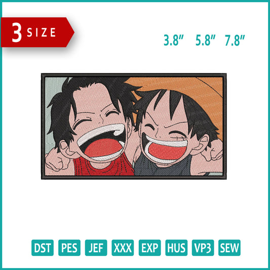 Luffy & Ace Embroidery Design Files - 3 Size's