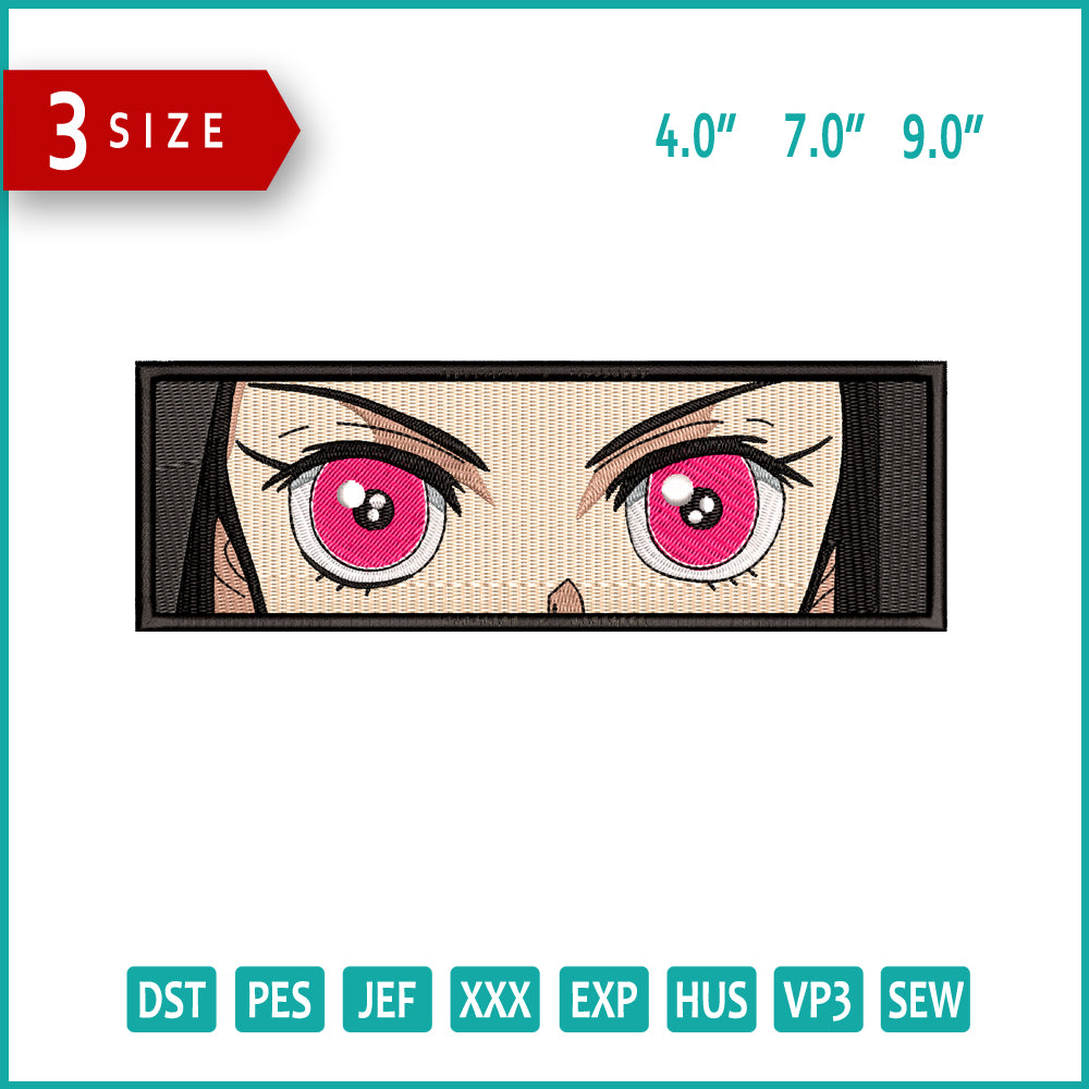 Nezuko Kamado Eyes v2 Embroidery Design Files - 3 Size's