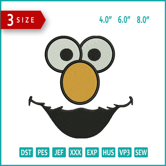 Elmo Face Embroidery Files - 3 Size's