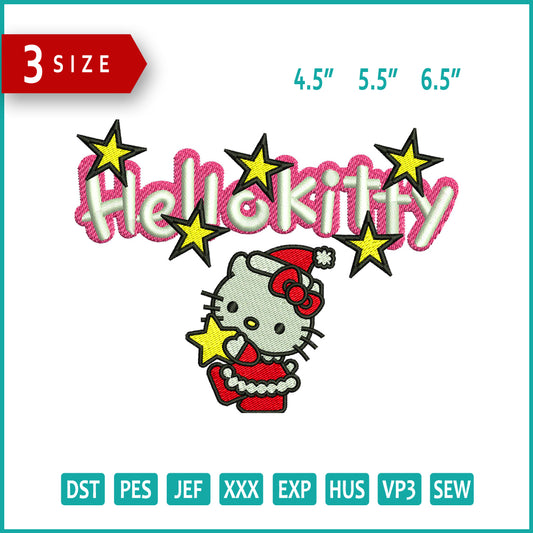 Hello Kitty Santa Embroidery Design Files - 3 Size's