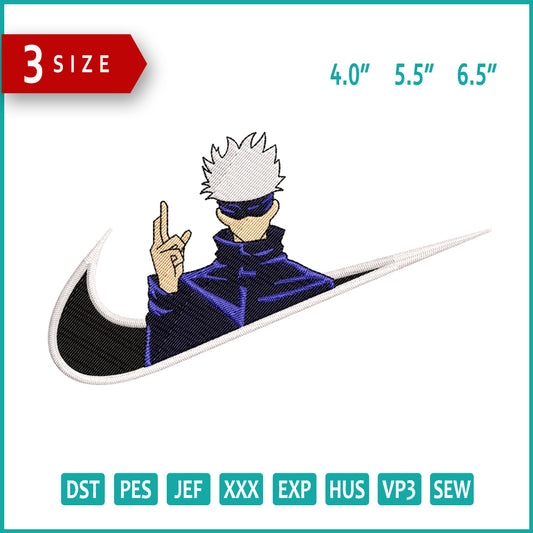 Satoru Gojo Swoosh v4 Embroidery Design Files - 3 Size's