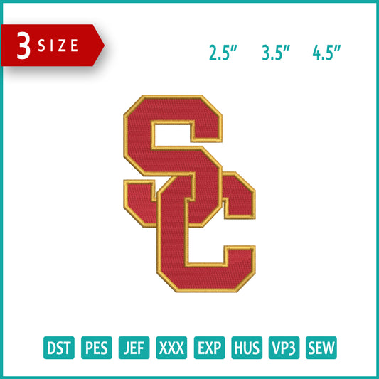 Southern California Trojans Logo Embroidery Design Files - 3 Size's