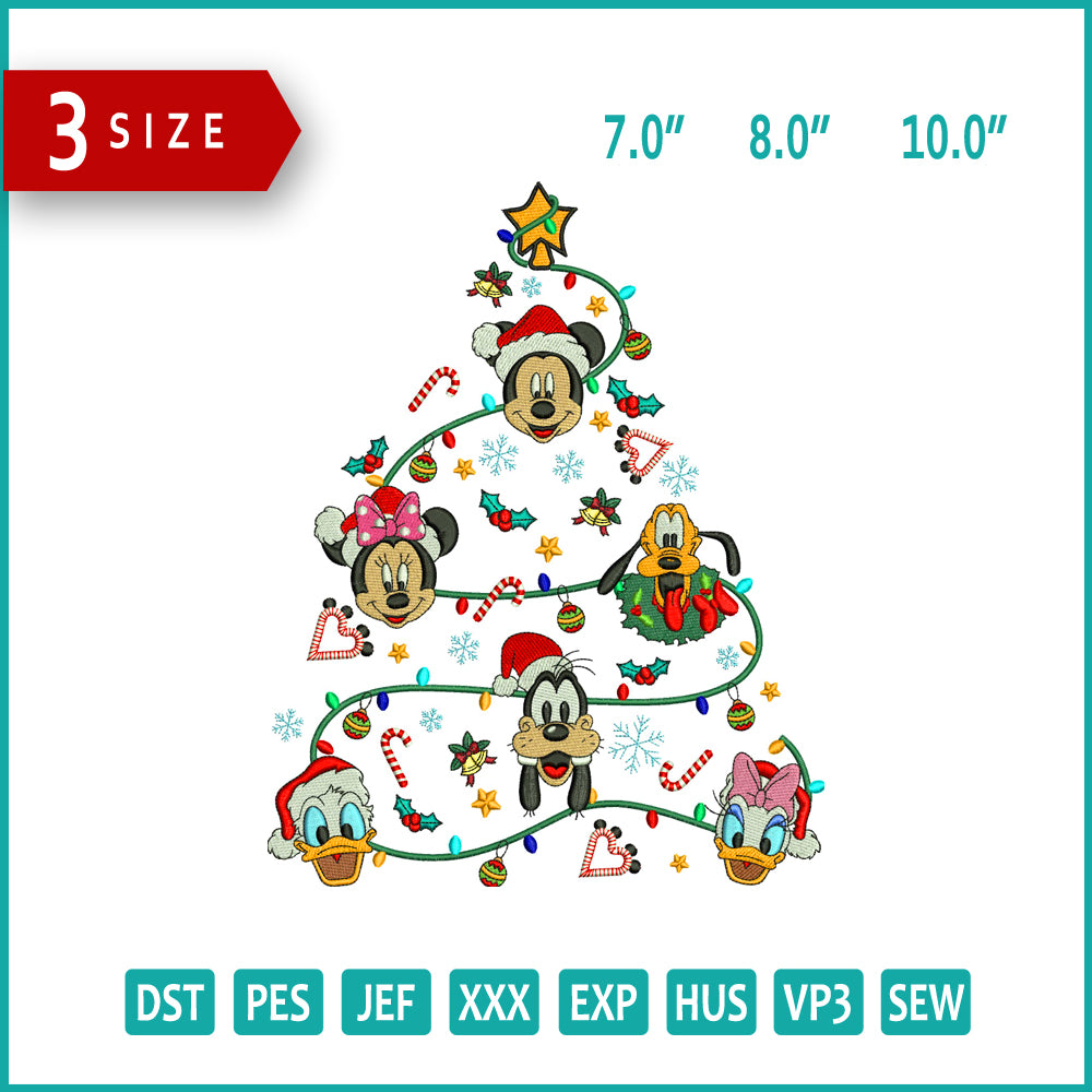 Disney Friends Tree Embroidery Design Files - 3 Size's