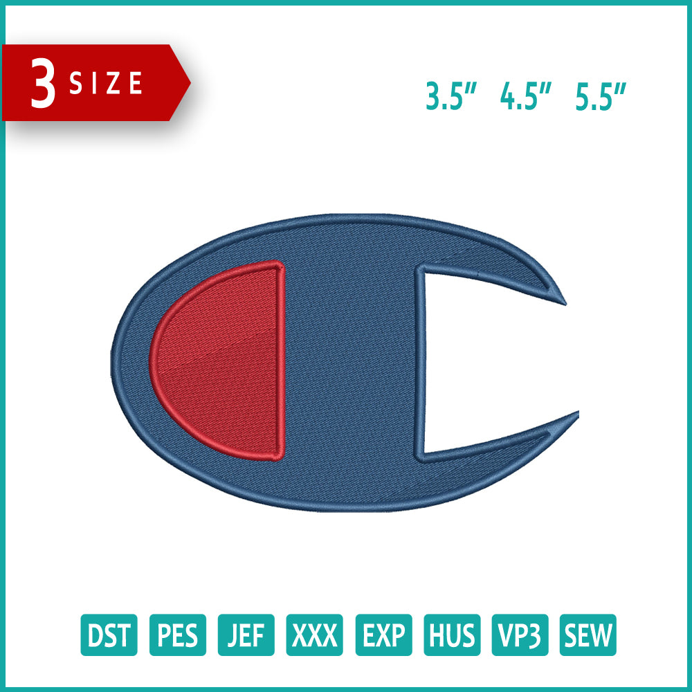 Champion Logo Embroidery Design Files - 3 Size's