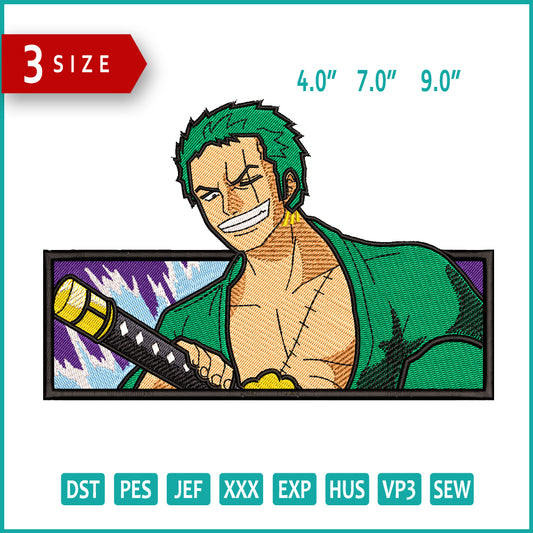 Roronoa Zoro v6 Embroidery Design Files - 3 Size's