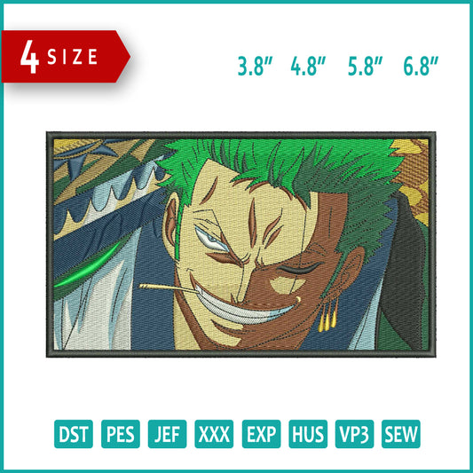 Roronoa Zoro v3 Embroidery Design Files - 4 Size's