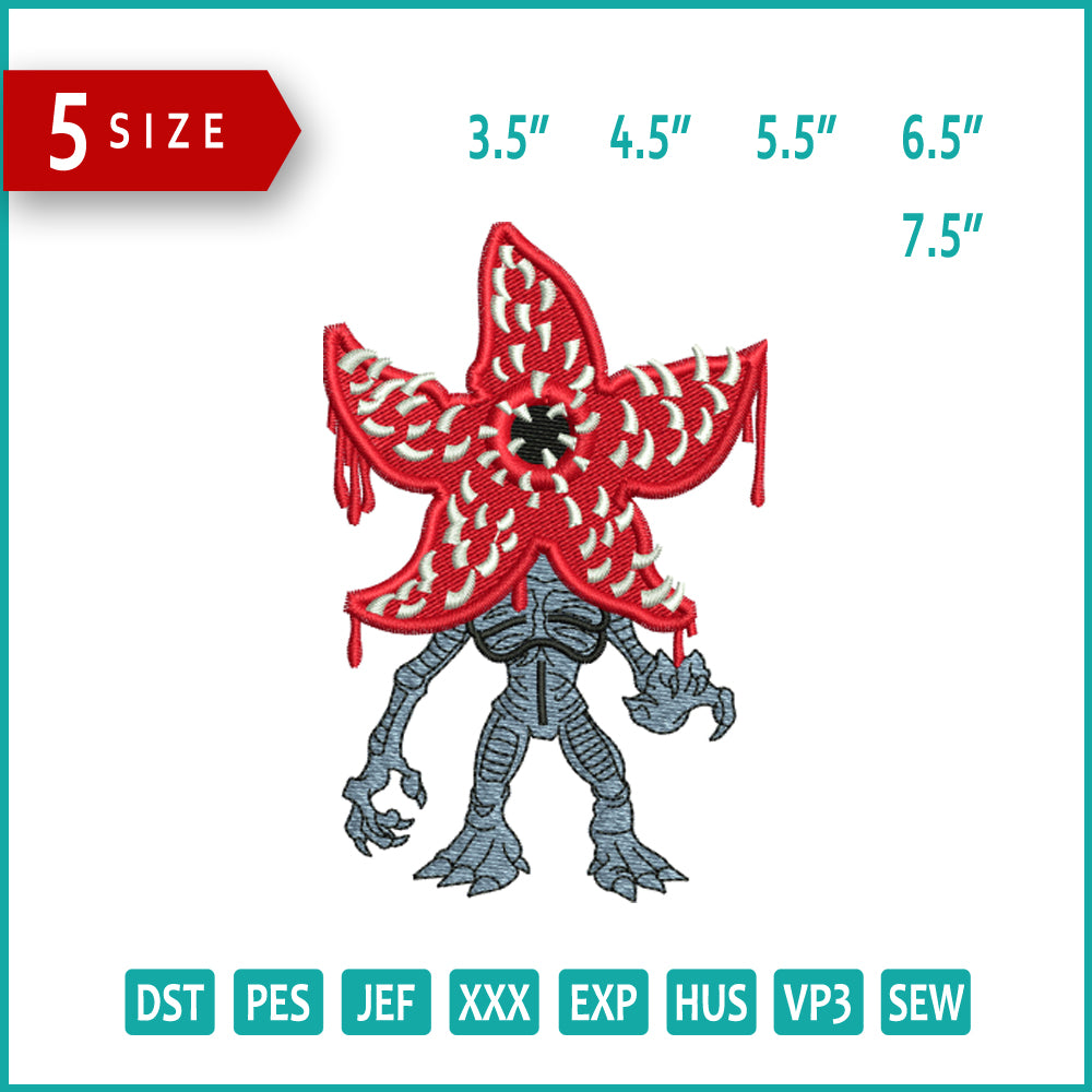 The Demogorgon Stranger Things Embroidery Design Files - 5 Size's