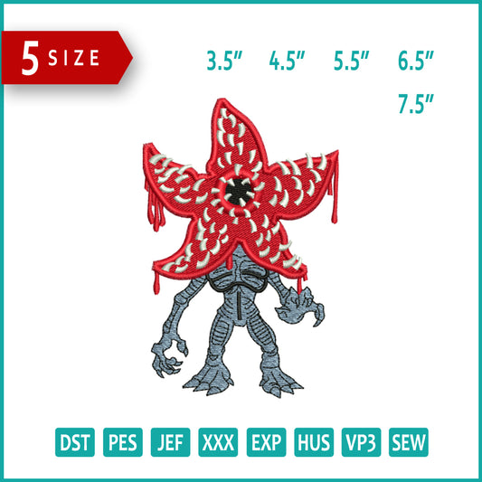 The Demogorgon Stranger Things Embroidery Design Files - 5 Size's