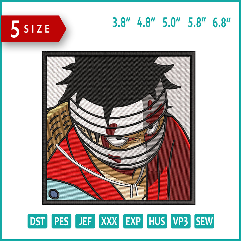 Monkey D Luffy v5 Embroidery Design Files - 5 Size's