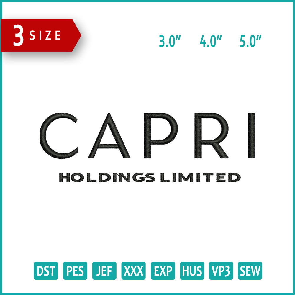 Capri Holdings Limited Logo Embroidery Design Files - 3 Size's
