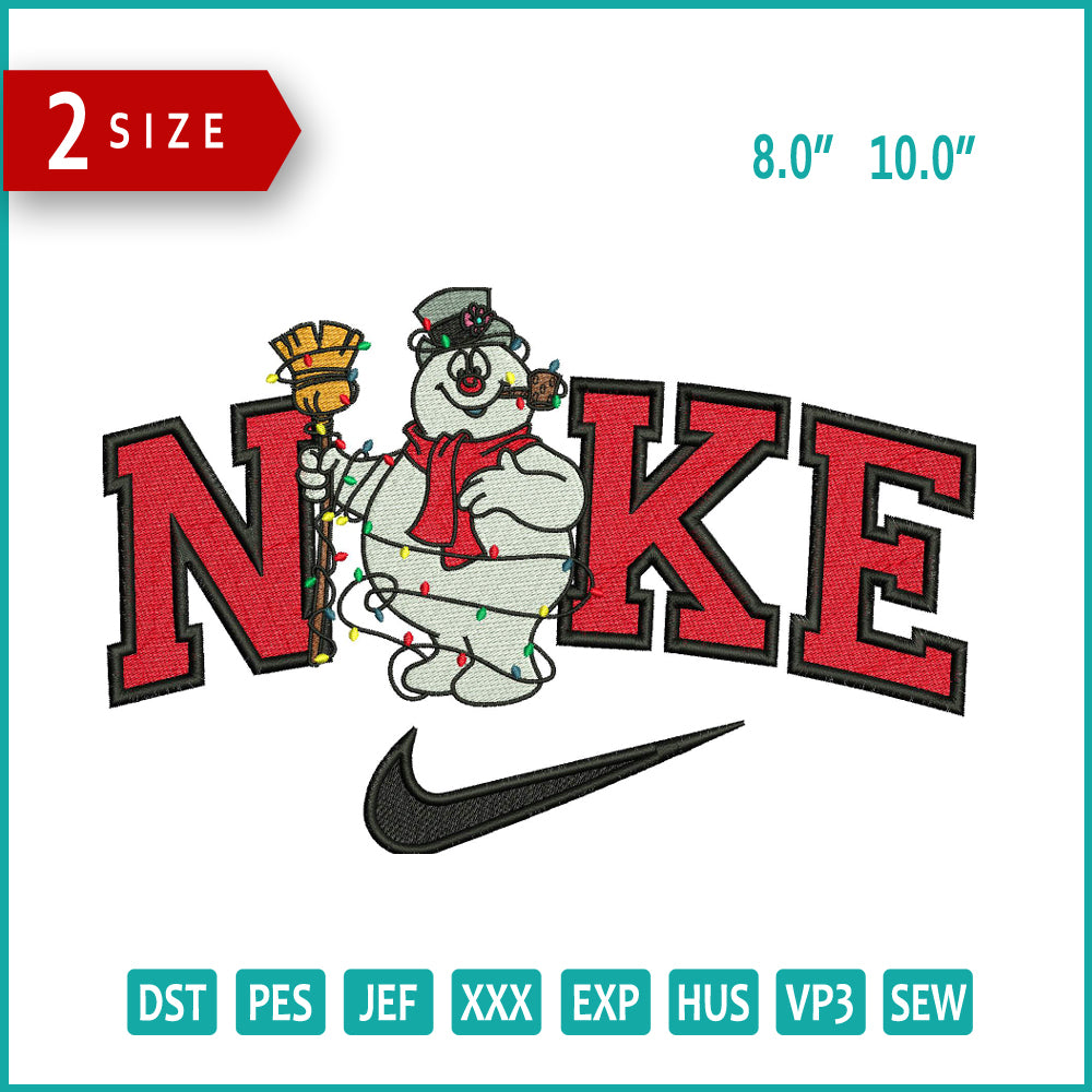 Nike Frosty the Snowman Embroidery Design Files - 2 Size's