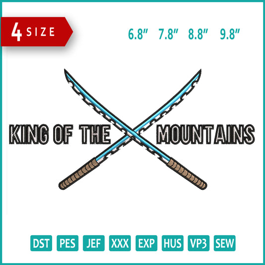 King of The Mountains Embroidery Design Files - 4 Size's