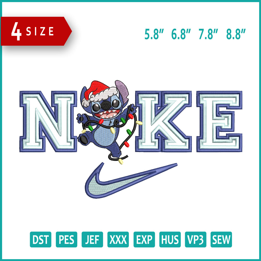 Nike Christmas Stitch v2 Embroidery Design Files - 3 Size's