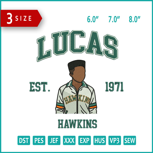 Lucas Est 1971 Hawkins Embroidery Design Files - 3 Size's