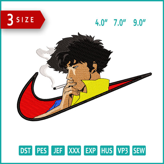 Spike Spiegel Swoosh Embroidery Design Files - 4 Size's