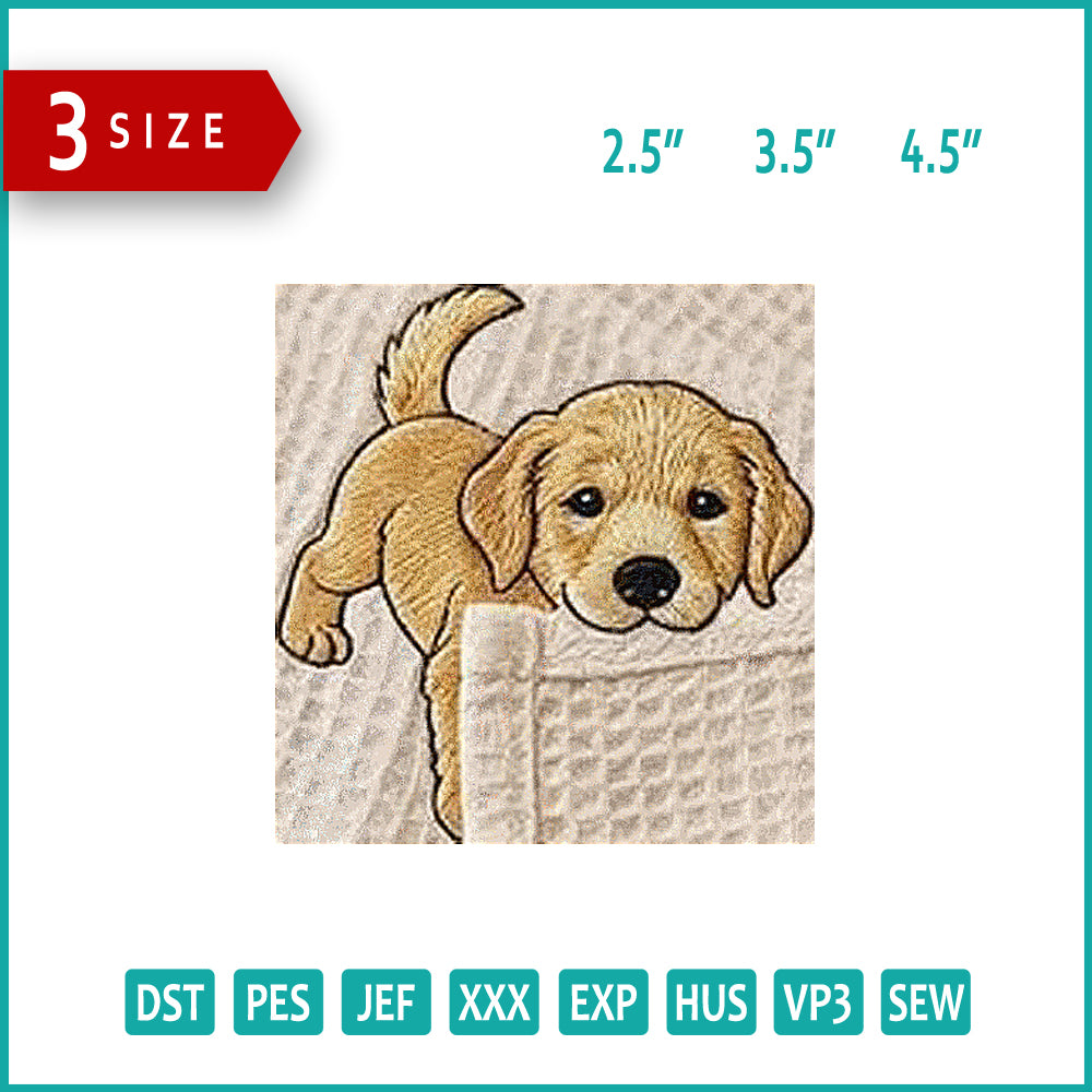 Pocket Dog Logo Embroidery Design Files - 3 Size's