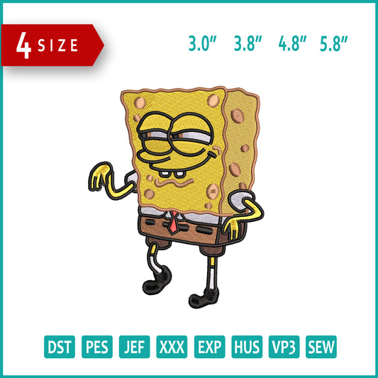SpongeBob v3 Embroidery Design Files - 4 Size's