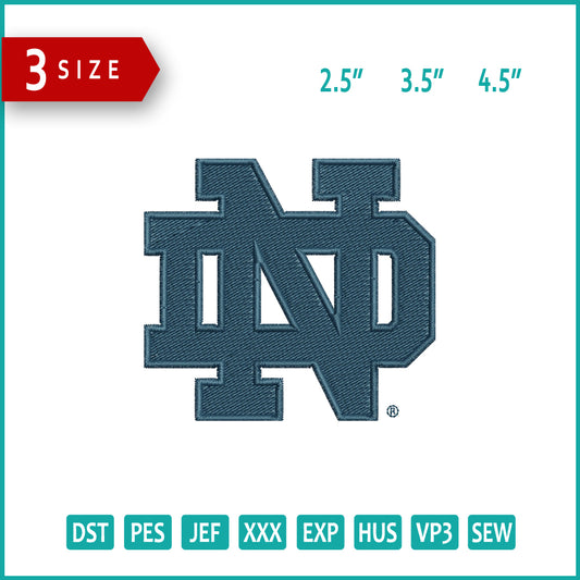 Notre Dame Leprechaun Logo Embroidery Design Files - 3 Size's
