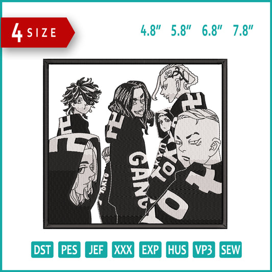 Tokyo Revengers Embroidery Design Files - 4 Size's
