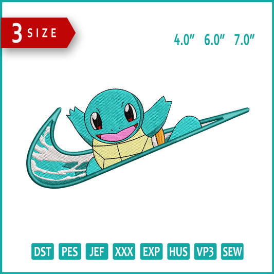 Squirtle Swoosh v3 Embroidery Files - 3 Size's