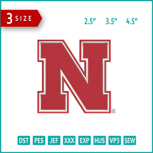 Nebraska Cornhuskers Logo Embroidery Design Files - 3 Size's