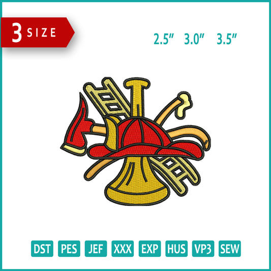 Fire Department Logo v2 Embroidery Design Files - 3 Size's