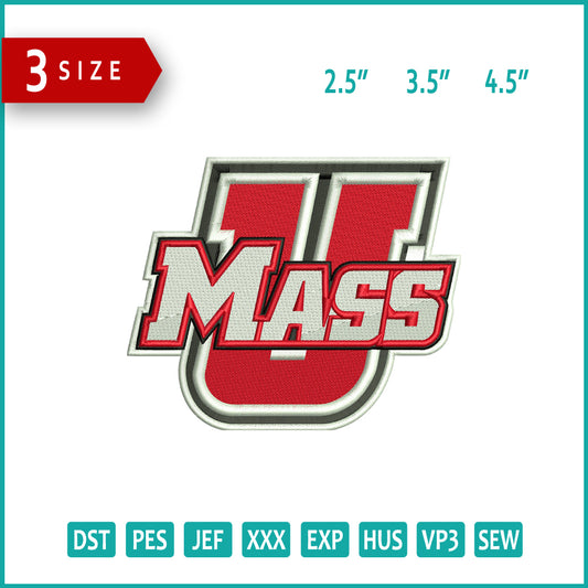 UMass Minutemen football Logo Embroidery Design Files - 3 Size's