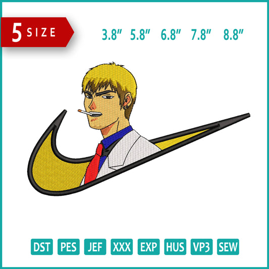 Great Teacher Onizuka Swoosh Embroidery Design Files - 5 Size's