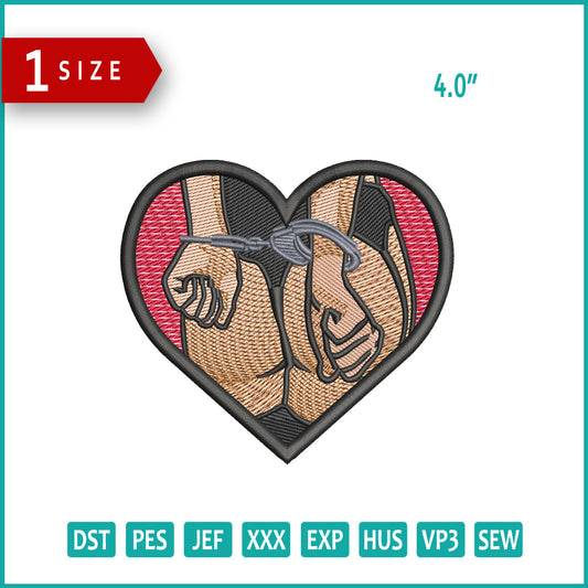 Bondage Red Heart v2 Embroidery Design Files - 1 Size