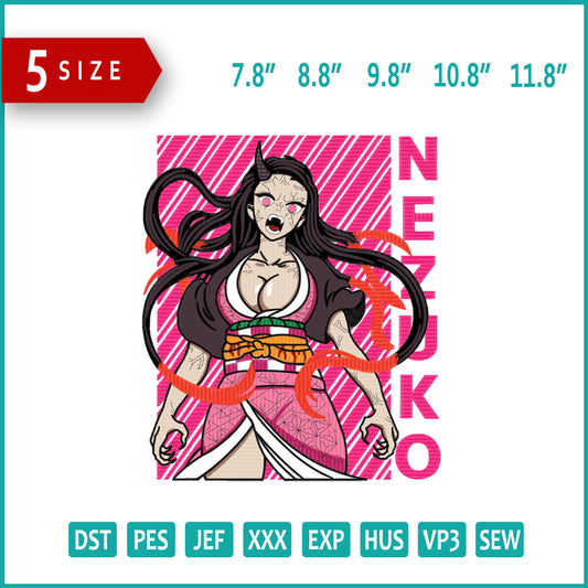 Nezuko Kamado v6 Embroidery Design Files - 5 Size's