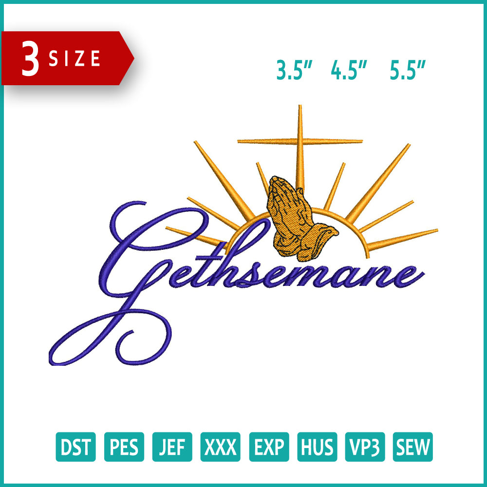 Gethsemane Logo Embroidery Design Files - 3 Size's
