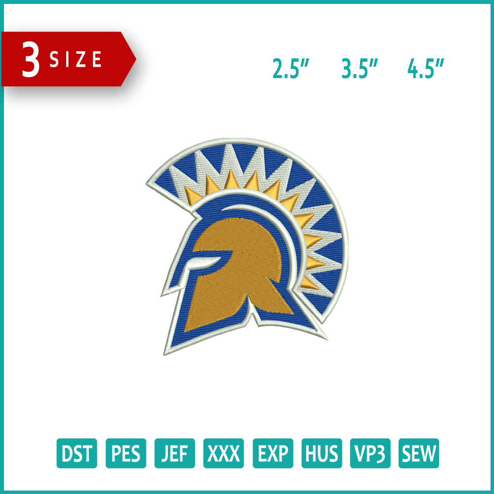 San Jose State Spartans Logo Embroidery Design Files - 3 Size's
