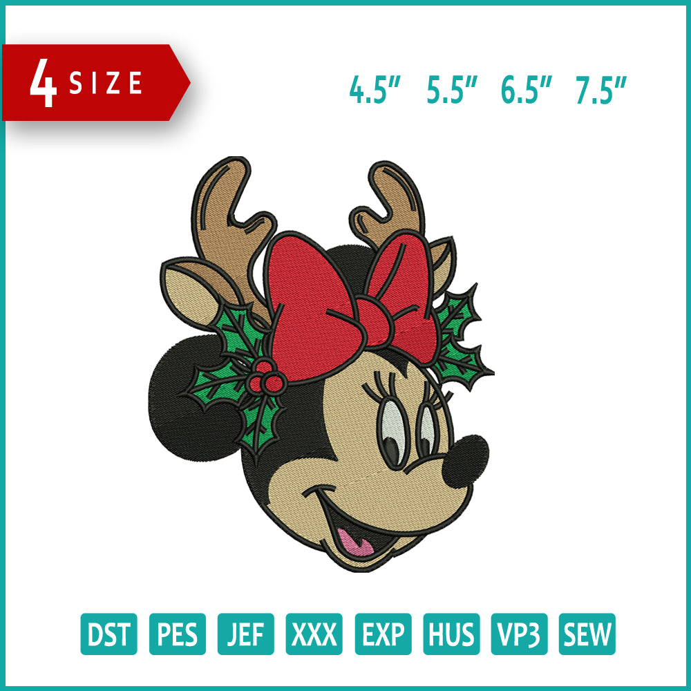 Minnie Mouse Deer Embroidery Design Files - 4 Size's