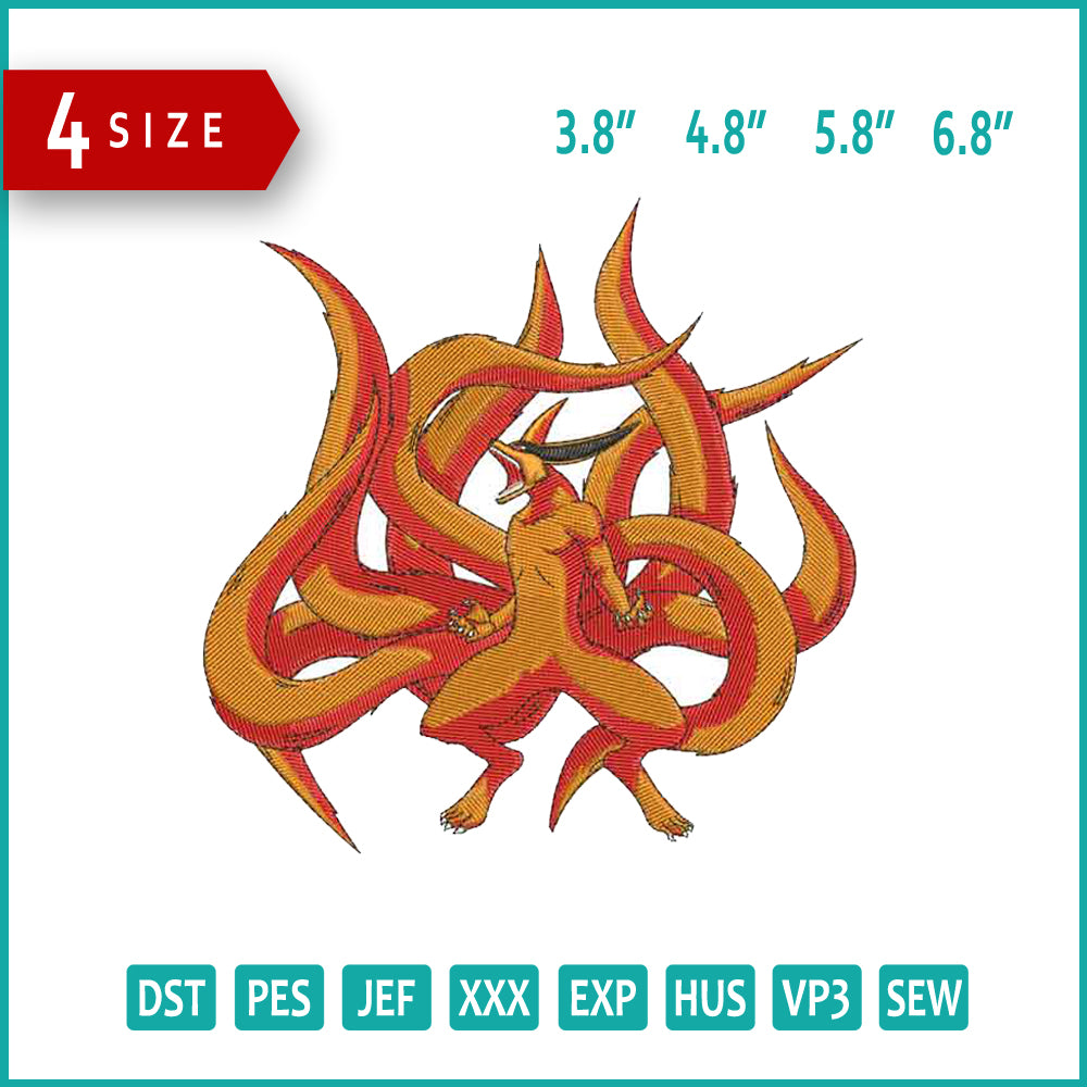 Kurama Embroidery Design Files - 4 Size's